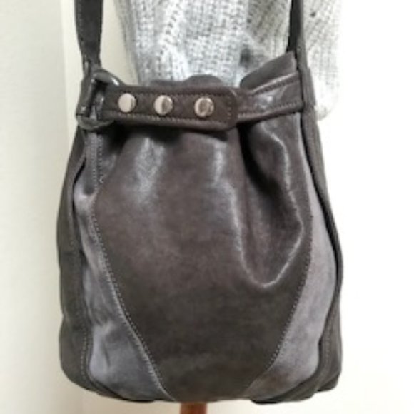 Kooba Handbags - Kooba Gray and Charcoal Two-Tone Hobo Bag